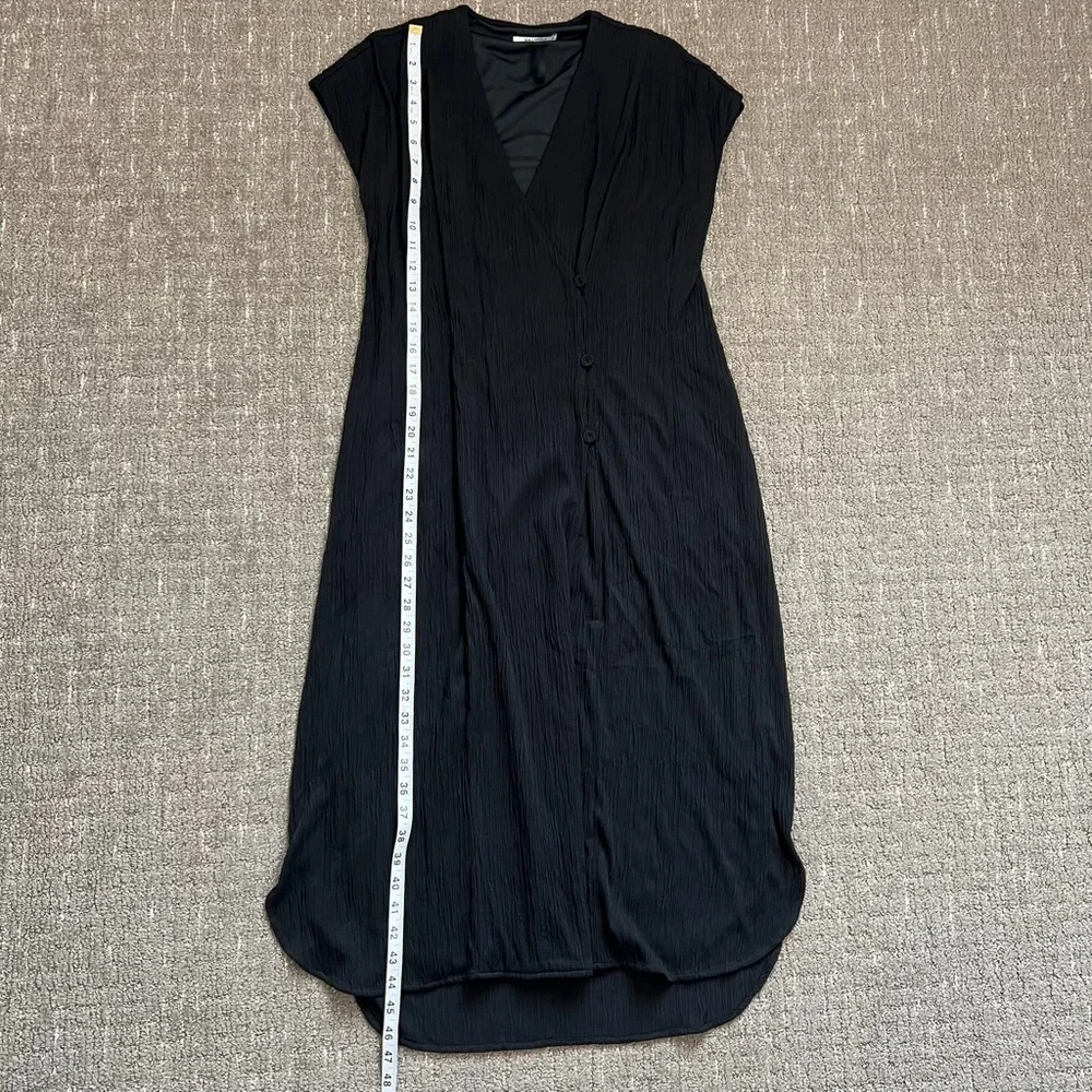 MM Lafleur New York Black Pleated Jersey Wrap Devlin Midi Dress Black Size 10 - Picture 6 of 9